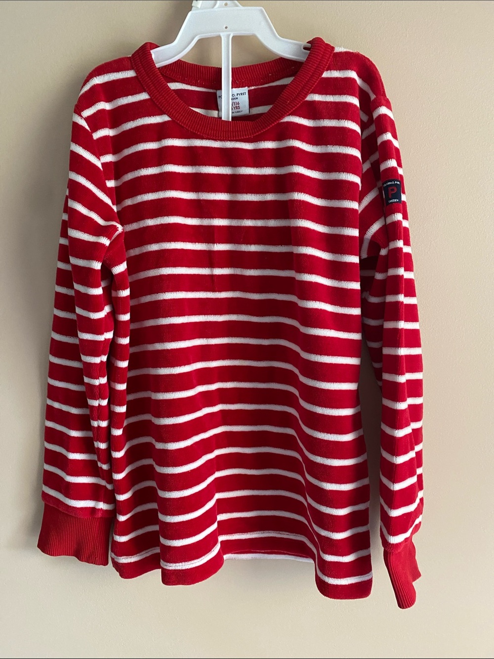 Polarn O. Pyret Red and White Striped Long Sleeve Top